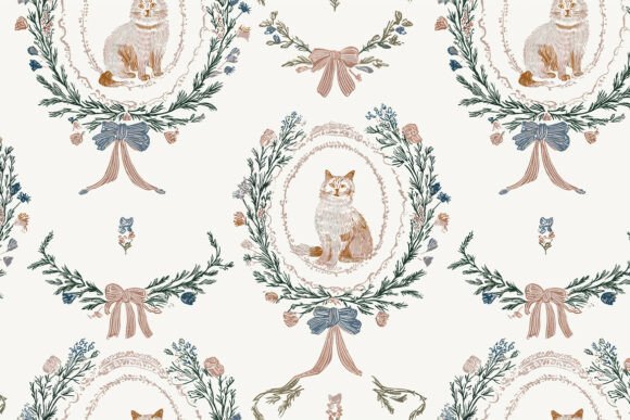Charming Rococo Feline Design for Creative Projects