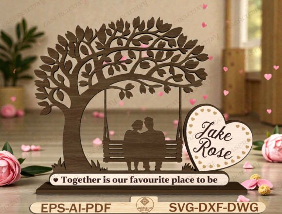 Crafting Intimate Moments: The Personalized Couple Swing Tree Laser Cut Design