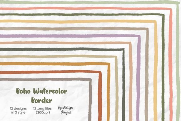Elevate Your Designs with Boho Watercolor Borders