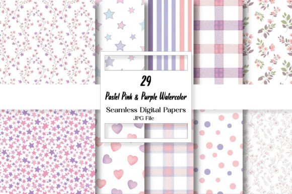 Embrace Soft Elegance with Pastel Pink & Purple Watercolor Digital Papers
