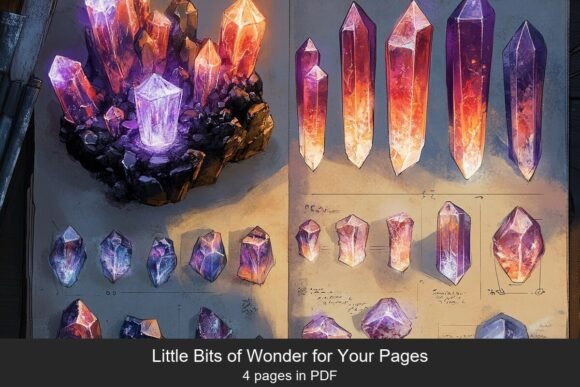 Enchanted Crimson Crystal Set: Instant Junk Journal Magic