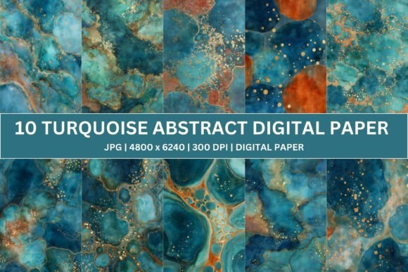 Explore 10 Turquoise Gold Marble Digital Paper Designs