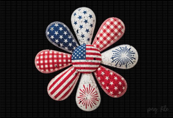 Flower 4th of July Sublimation Design: A Patriotic Patchwork Masterpiece