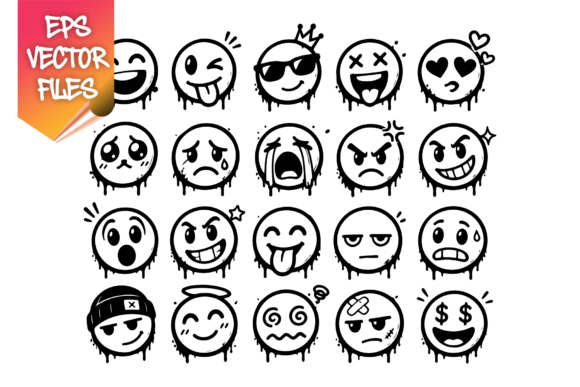 Graffiti Emoji Vector Pack – Dripping: Urban Attitude for Your Projects