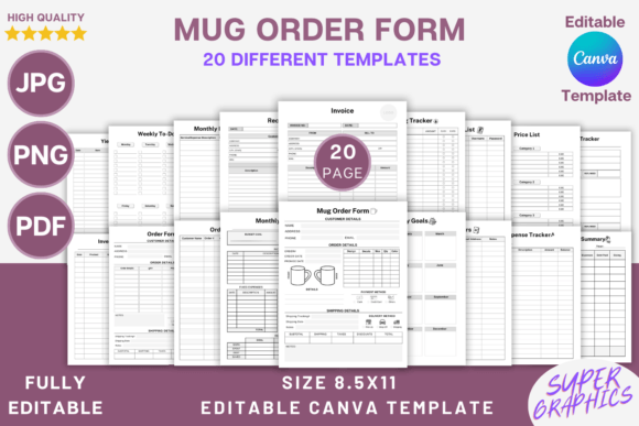 Organize Your Mug Business with Editable Canva Templates