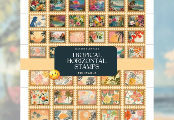 Tropical Horizontal Artistic Stamps: Adding Vacation Vibe to Your Projects
